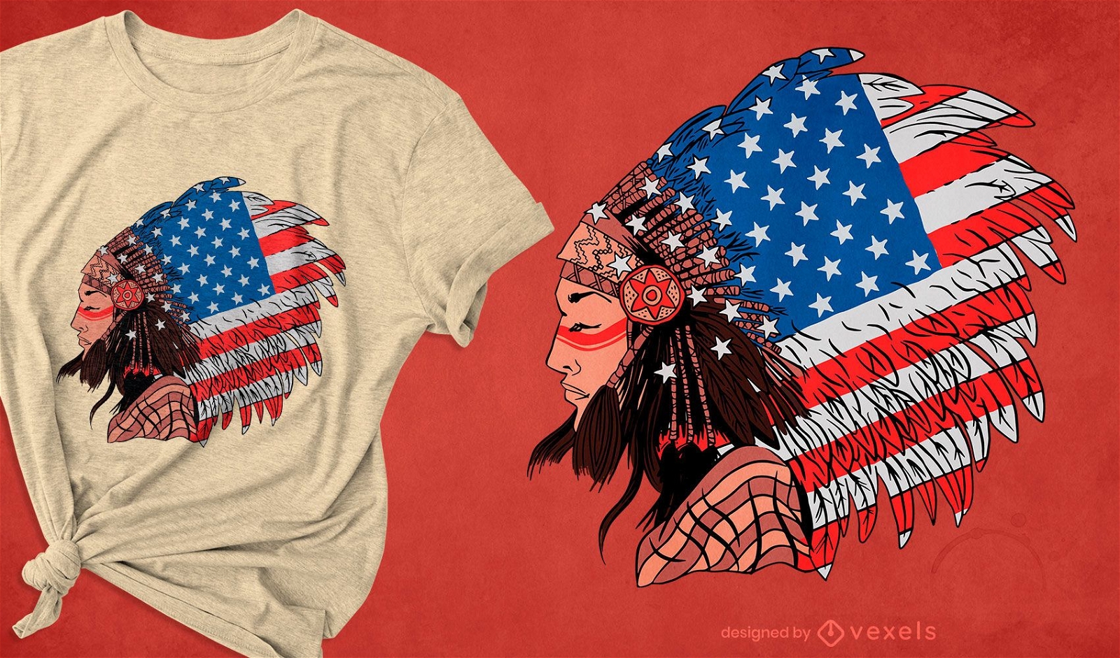 Dise?o de camiseta de mujer nativa americana.