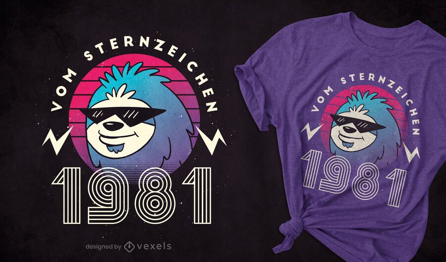 Diseño de camiseta Sloth 1981 Diseño de camiseta Sloth 1981