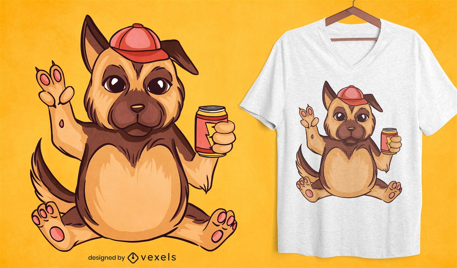 German shepherd cartoon t-shirt design