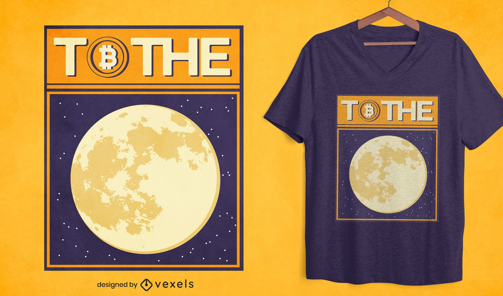 Diseño de camiseta de luna brillando en el espacio.