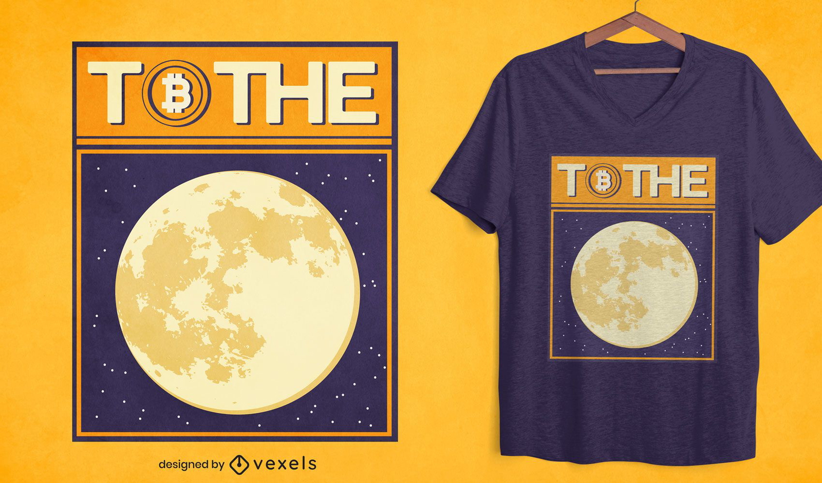 Diseño de camiseta de luna brillando en el espacio.