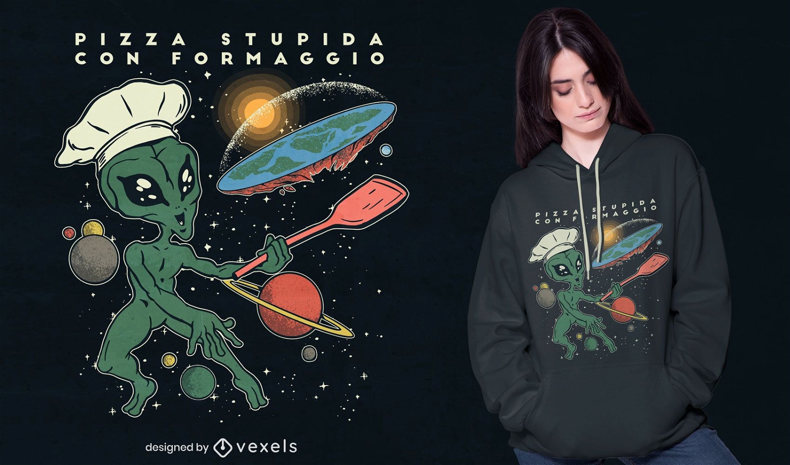 Design de camiseta Terra plana alienígena