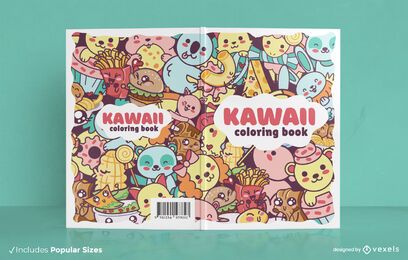 Kawaii coloring book cover design Kawaii coloring book cover design