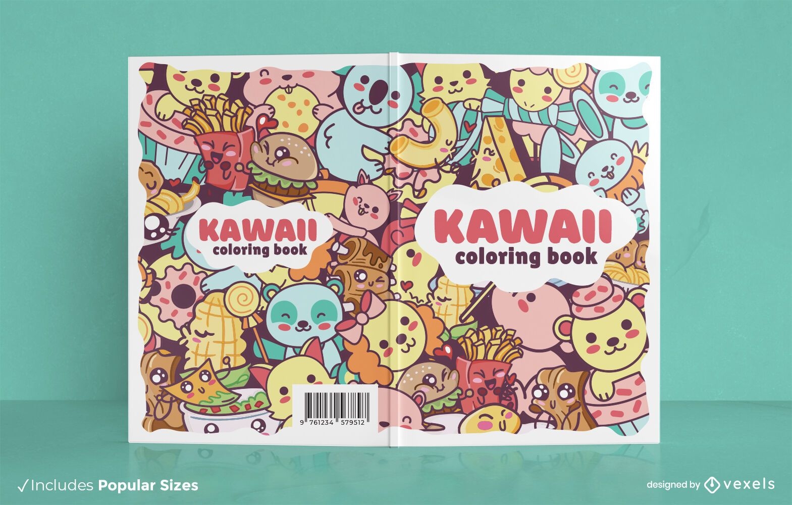 Desenho da capa do livro de colorir Kawaii