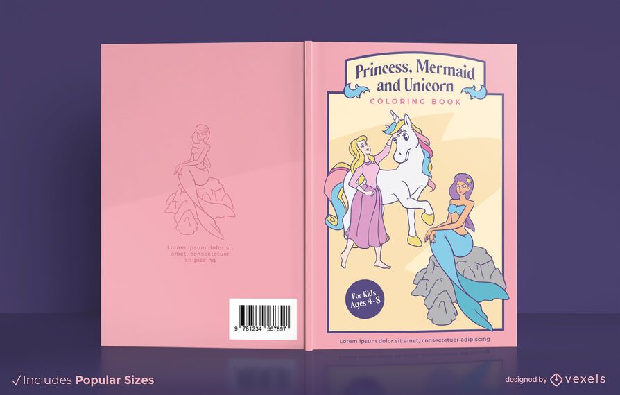 Princess mermaid unicorn book cover design Princess mermaid unicorn book cover design