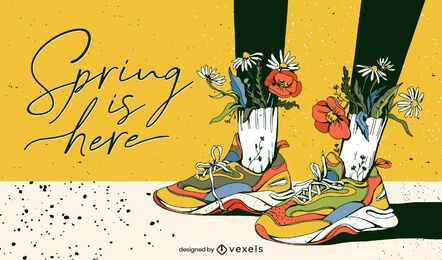 Der Frühling ist hier Illustrationsdesign