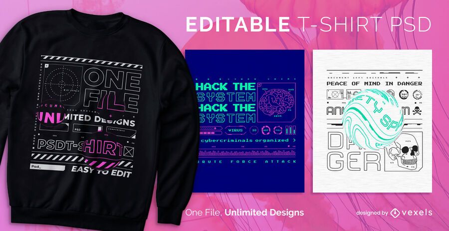 Camiseta escalable hacker tech psd Camiseta escalable hacker tech psd