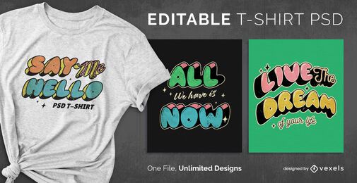 Bubble 3d texto retro camiseta escalable psd