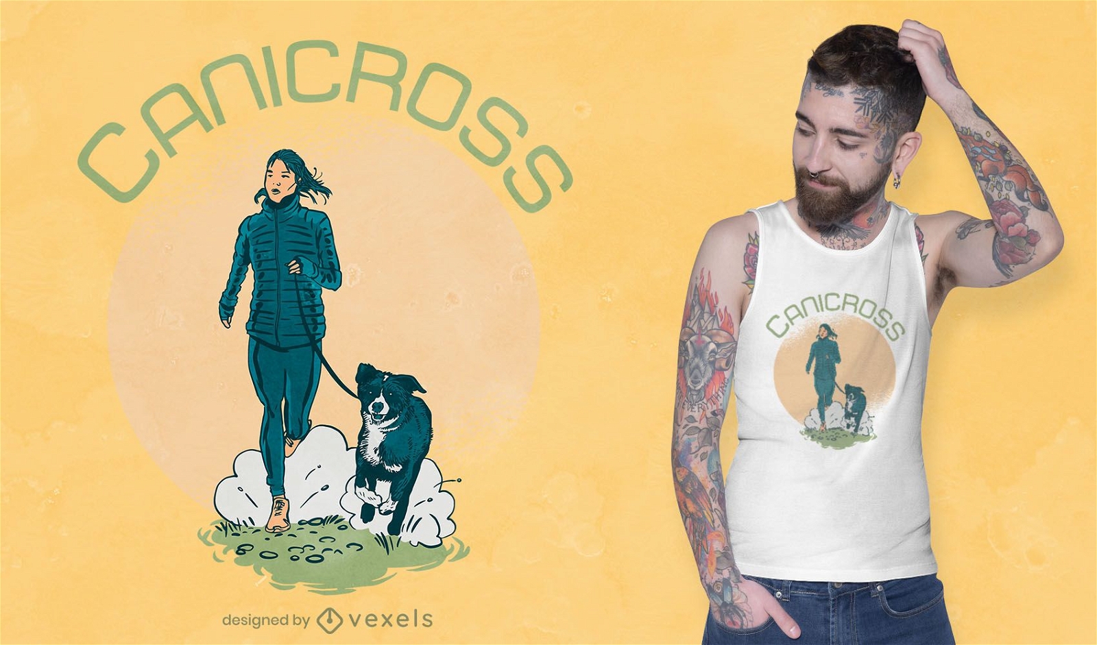 Canicross Hund T-Shirt Design