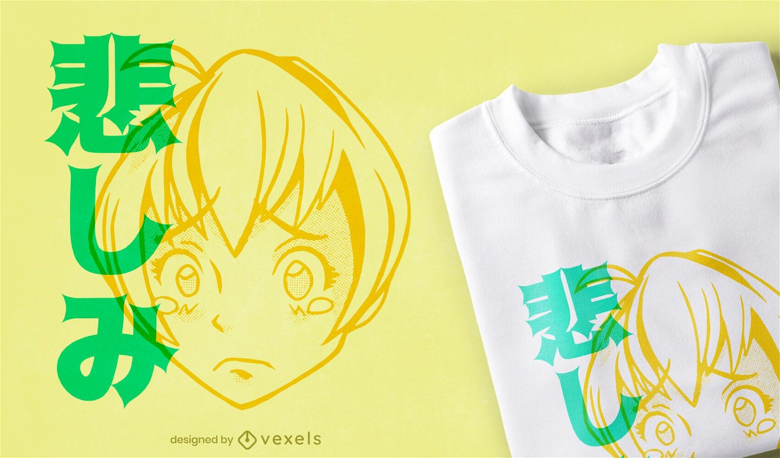 Anime girl crying t-shirt design