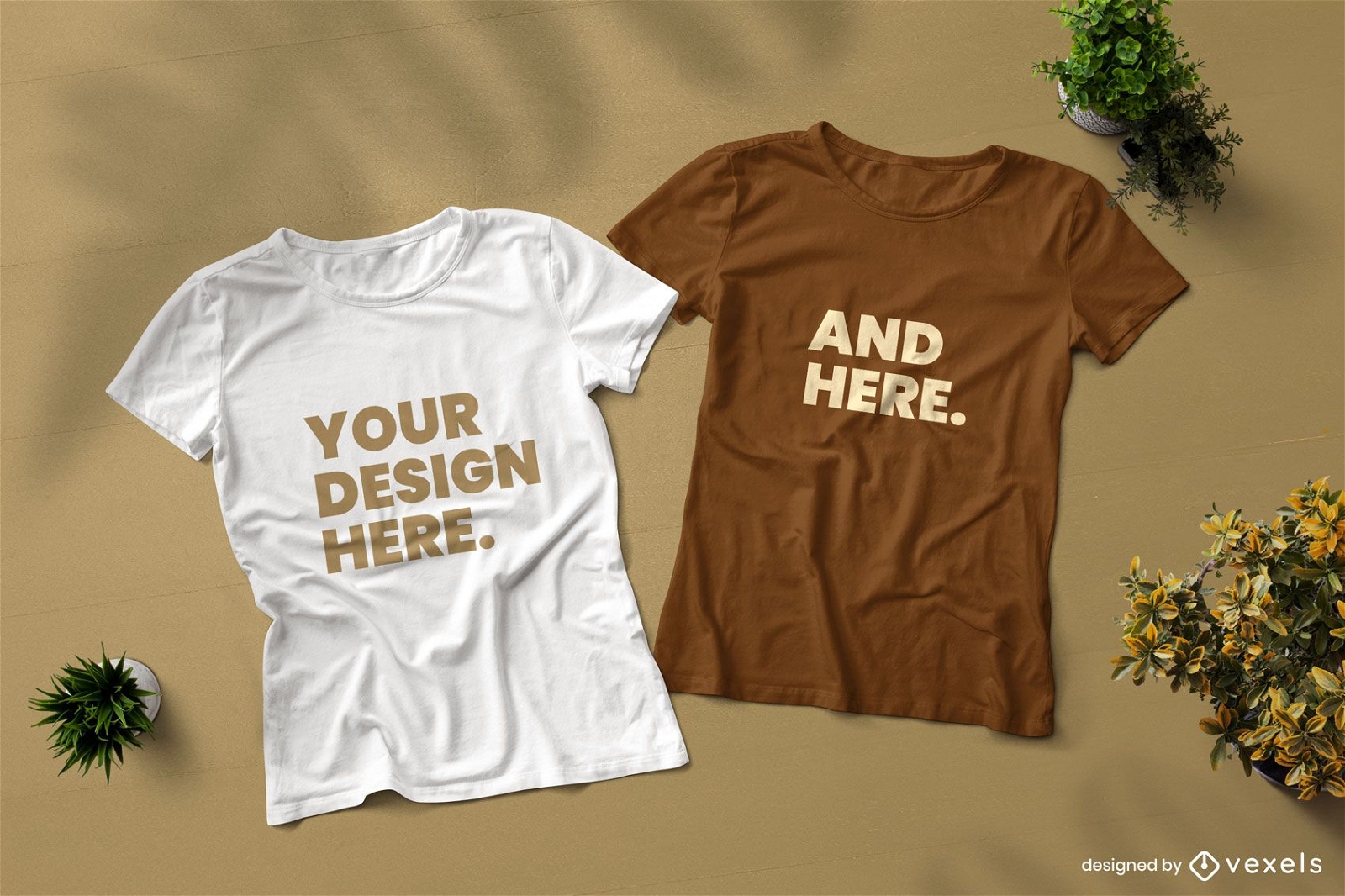Front and back t-shirt mockup composition