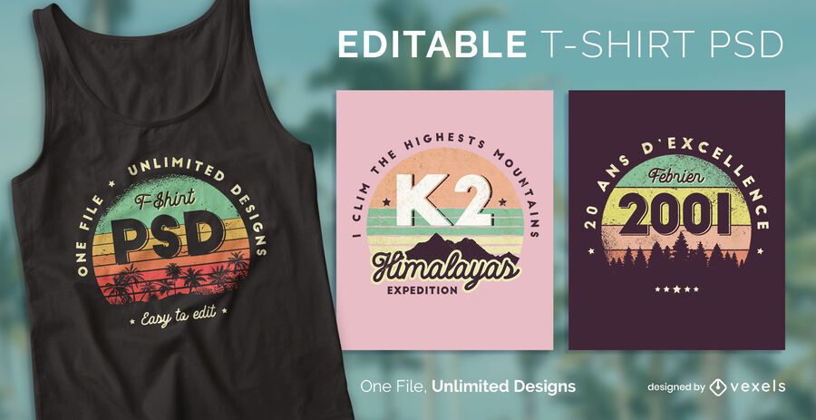 Retro sunset scalable t-shirt psd Retro sunset scalable t-shirt psd