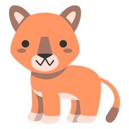 Puma fofa semi-plana Desenho PNG