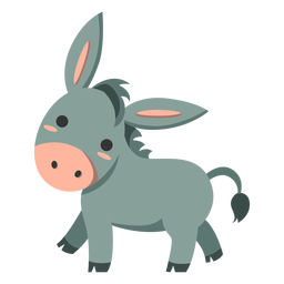 Cute donkey walking semi-flat PNG Design Transparent PNG