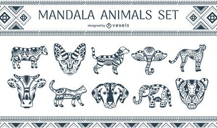 Mandala animals set