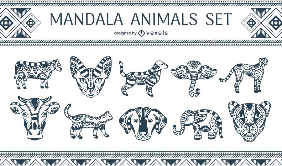 Conjunto de animales mandala Conjunto de animales mandala