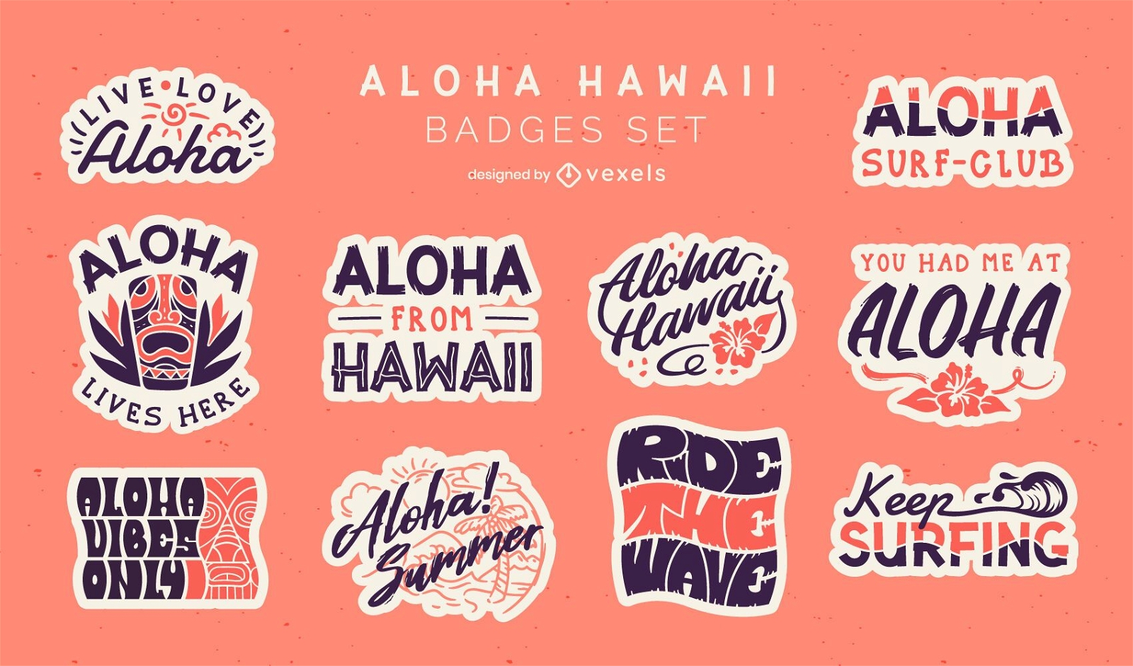 Conjunto de emblemas Aloha
