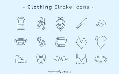 Clothing stroke icon set