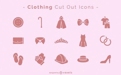 Conjunto de iconos de corte de ropa