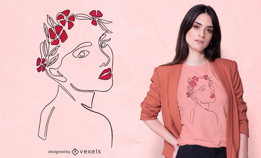 Continuous line woman t-shirt design Continuous line woman t-shirt design