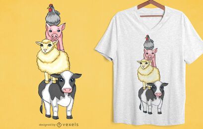 Bauernhoftiere Turm T-Shirt Design
