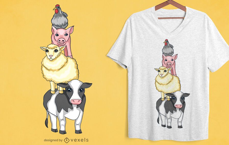 Farm animals tower t-shirt design Farm animals tower t-shirt design