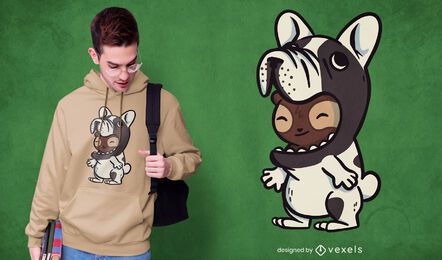 Sloth french bulldog t-shirt design