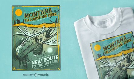 Diseño de camiseta de pesca vintage