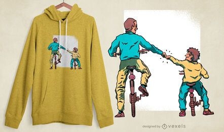 Diseño de camiseta de bicicletas padre e hijo.