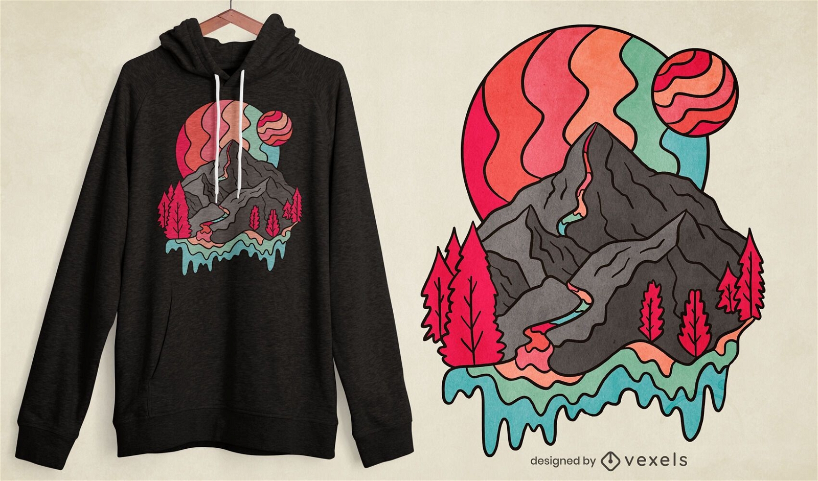 Colorful mountains t-shirt design