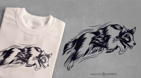 Diseño de camiseta de perro saltando. Diseño de camiseta de perro saltando.