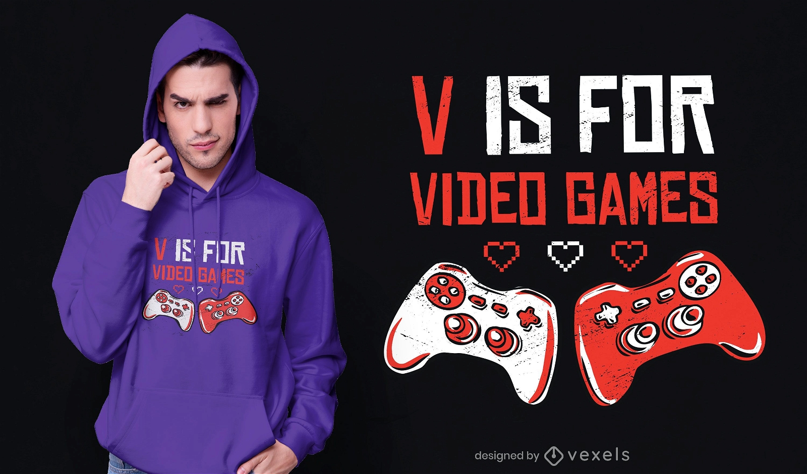 V for video games t-shirt design