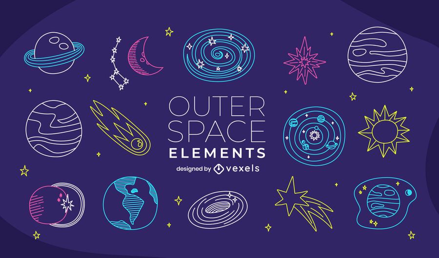 Outer space doodle set Outer space doodle set