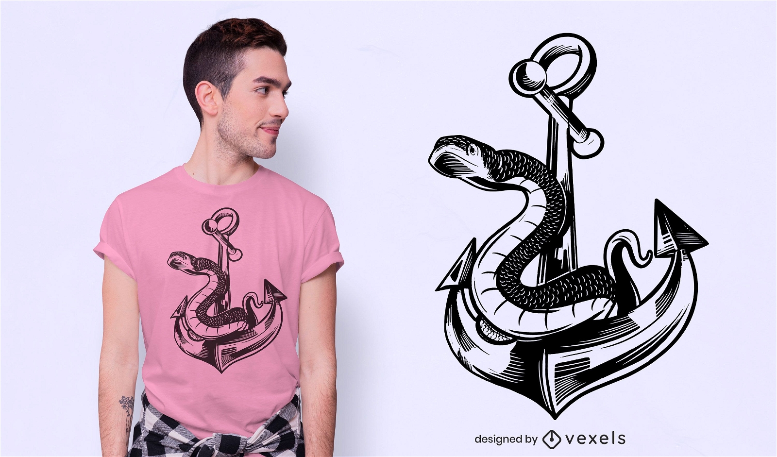 Design de t-shirt de cobra âncora