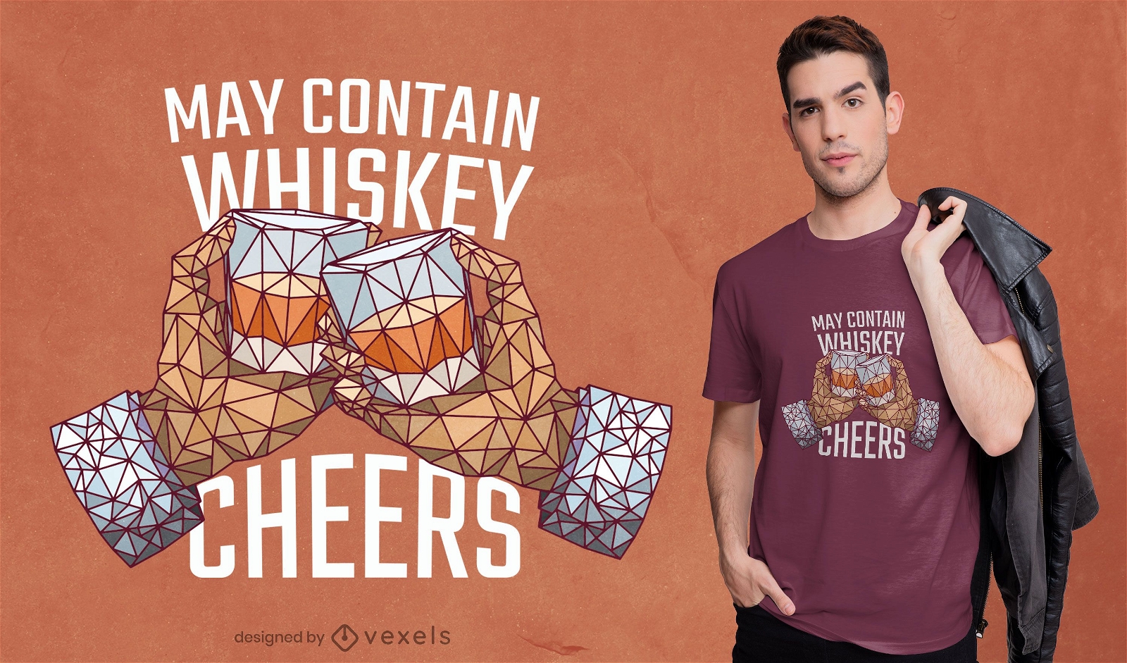 Low poly whiskey t-shirt design