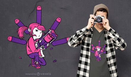 Dart gun girl t-shirt design Dart gun girl t-shirt design