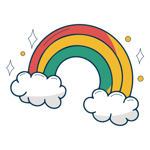 Rainbow over clouds flat PNG Design