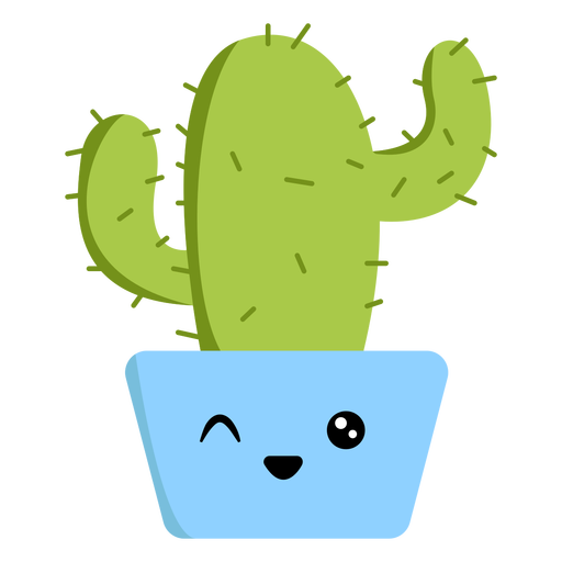 Cactus Winking Flat PNG & SVG Design For T-Shirts