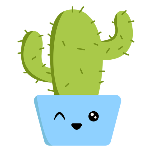 Zwinkernder Kaktus flach PNG-Design
