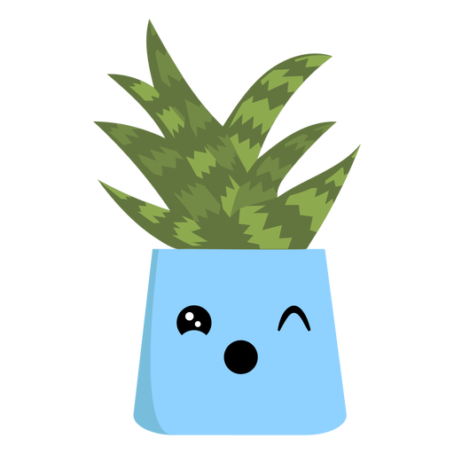 Cute cactus winking flat PNG Design