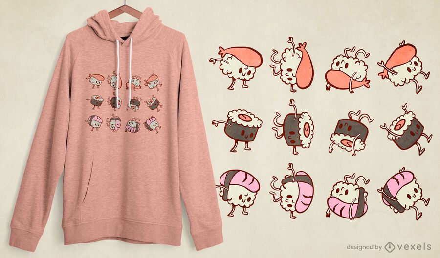 Diseño de camiseta sushi rolls. Diseño de camiseta sushi rolls.