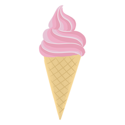 Cono de helado rosa plano