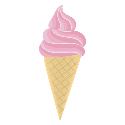 Cono de helado rosa plano