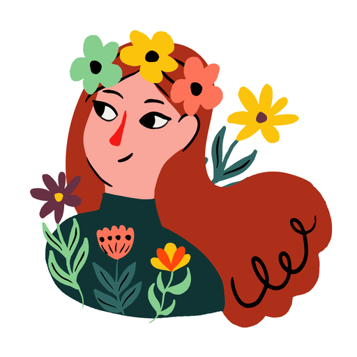 Girl in spring flat PNG Design