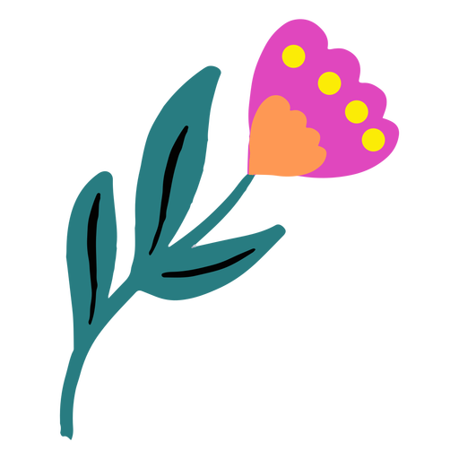 Magenta Blume flach PNG-Design