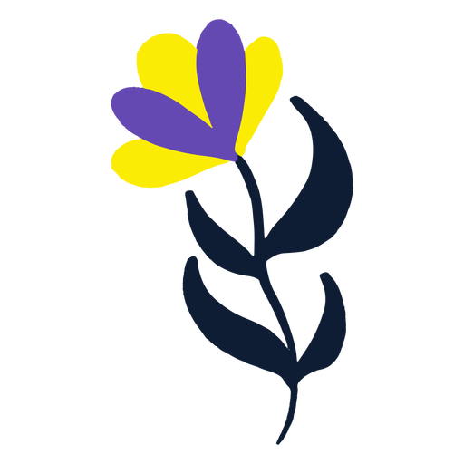 Gelbe und lila Blume flach PNG-Design
