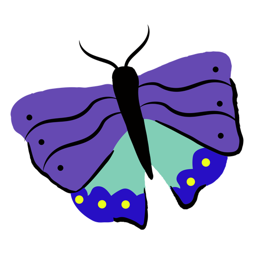 Mariposa voladora plana Diseño PNG