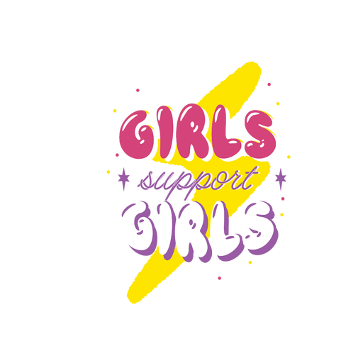 Las niñas apoyan a las niñas letras coloridas Diseño PNG