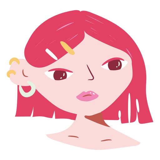 Pink hair girl flat PNG Design