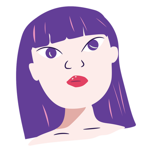 Purple hair girl character flat PNG Design